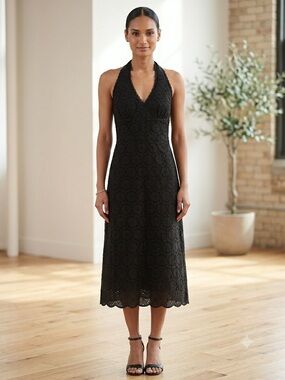 Banana Republic NWT Cotton Eyelet Halter Midi Dress size 4